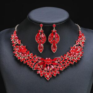 Exclusivo Set de Collar Con Aretes Rojo