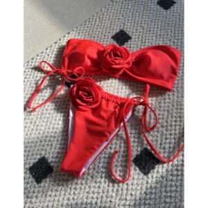 Exclusivo Bikini Rojo con Rosa
